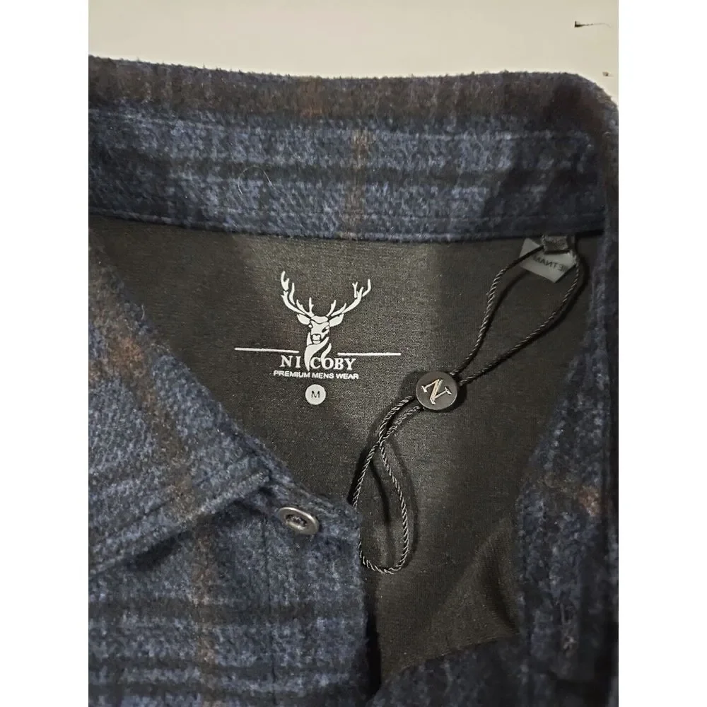 Ni Coby Premium Mens Flannel Shirt‎ Size Medium Black/blue